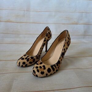 Kate Spade Leather Calfskin Animal Print Round Toe Heels Brown Black Size 6 1/2B